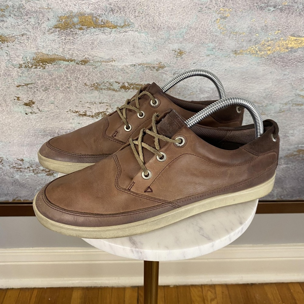 ECCO Shoes Mens Size 6.5 Brown Leather Low Top Lace Up Casual Sneakers EU 40